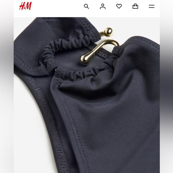 NWT H&M BRAZILIAN BIKINI BOTTOMS DARK GRAY Size 6‎ - Picture 4 of 10